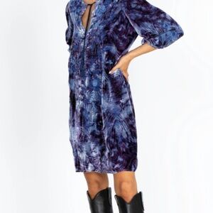 Johnny Was Azure Velvet Relaxed Dress